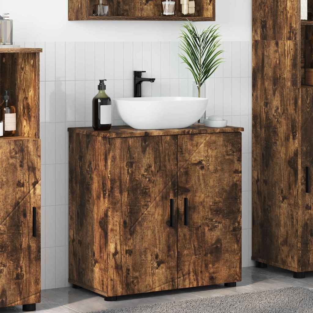Bathroom Cabinet with Storage Smoked Oak 61 x 35 x 64 cm