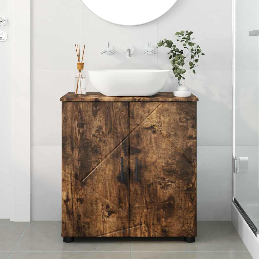 Bathroom Cabinet with Storage Smoked Oak 61 x 35 x 64 cm