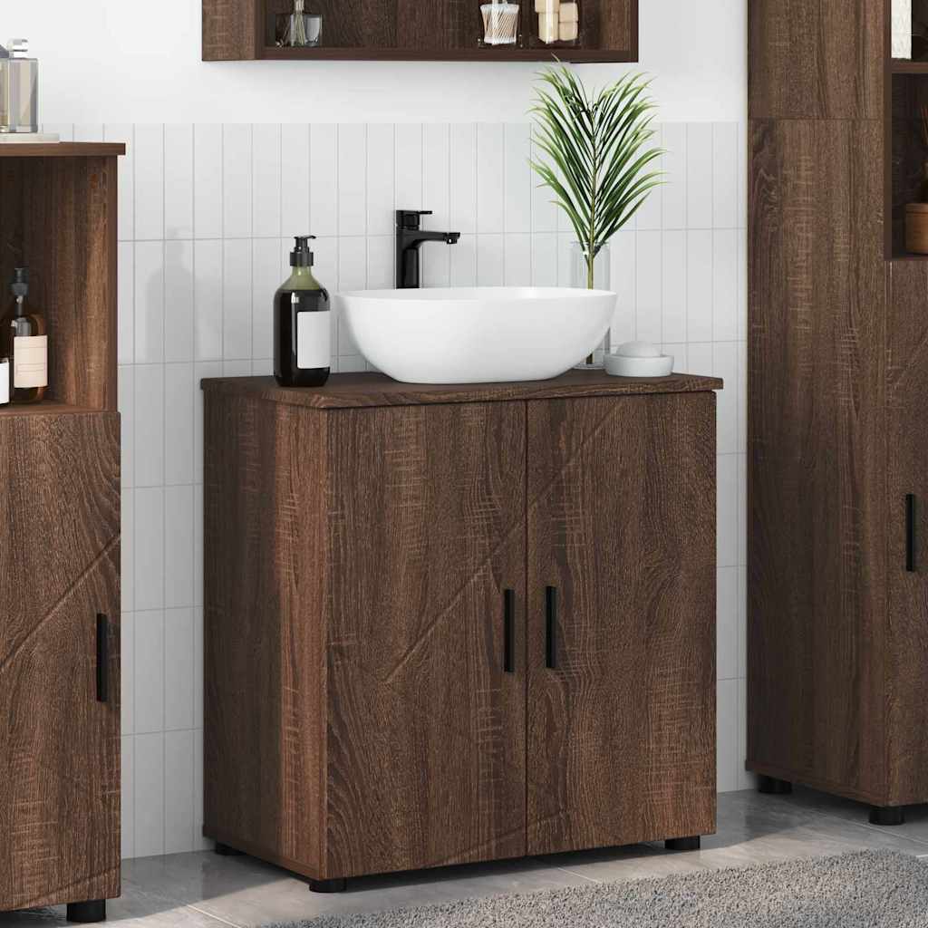 Bathroom Cabinet with Storage Brown Oak 61 x 35 x 64 cm