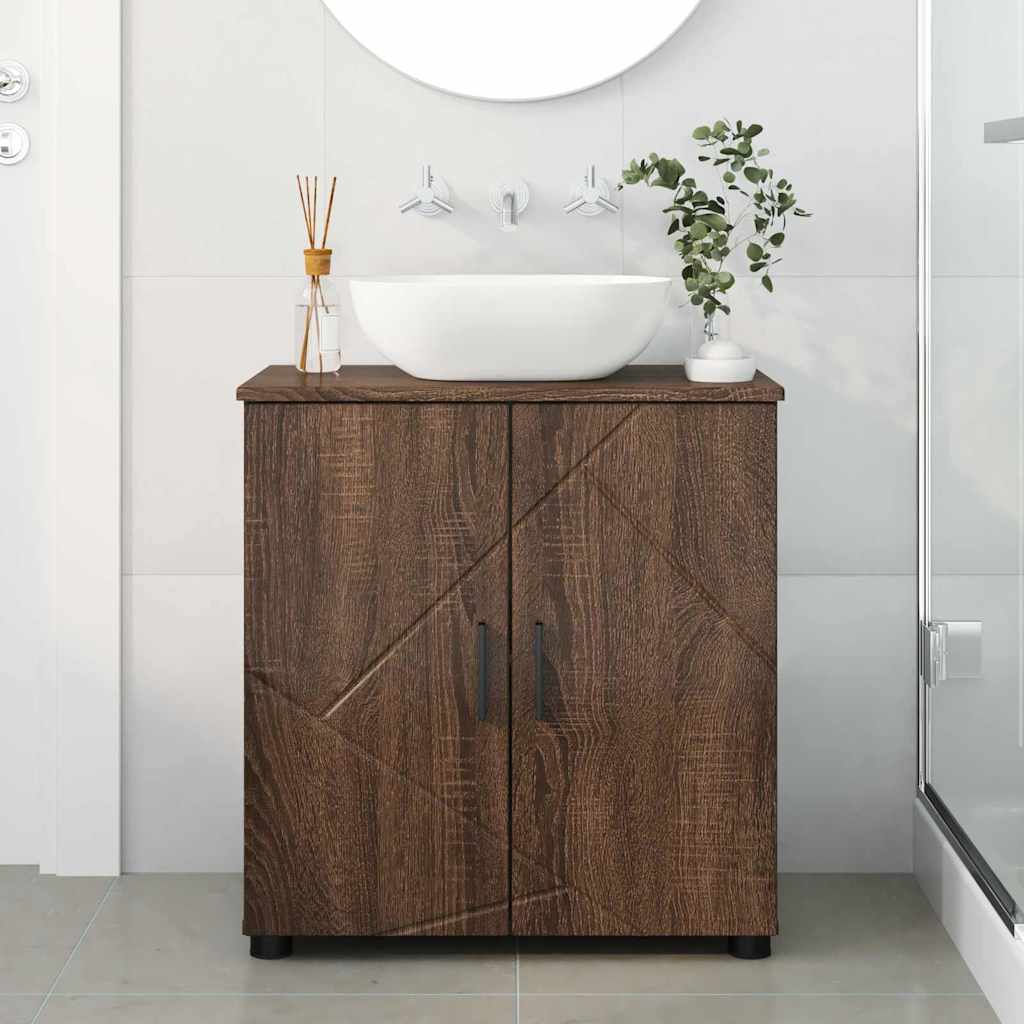 Bathroom Cabinet with Storage Brown Oak 61 x 35 x 64 cm