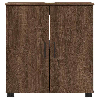 Bathroom Cabinet with Storage Brown Oak 61 x 35 x 64 cm