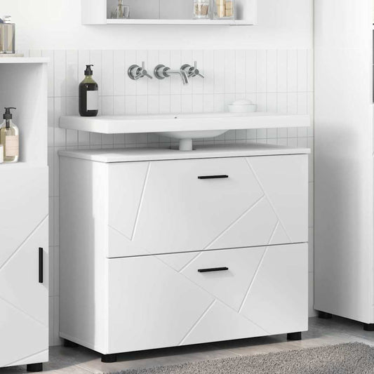 Bathroom Cabinet with Drawer with Door White 76.5 x 35 x 64 cm