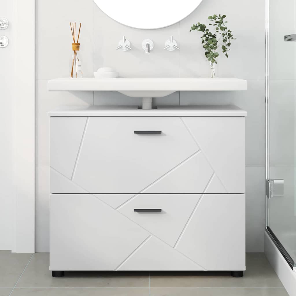 Bathroom Cabinet with Drawer with Door White 76.5 x 35 x 64 cm