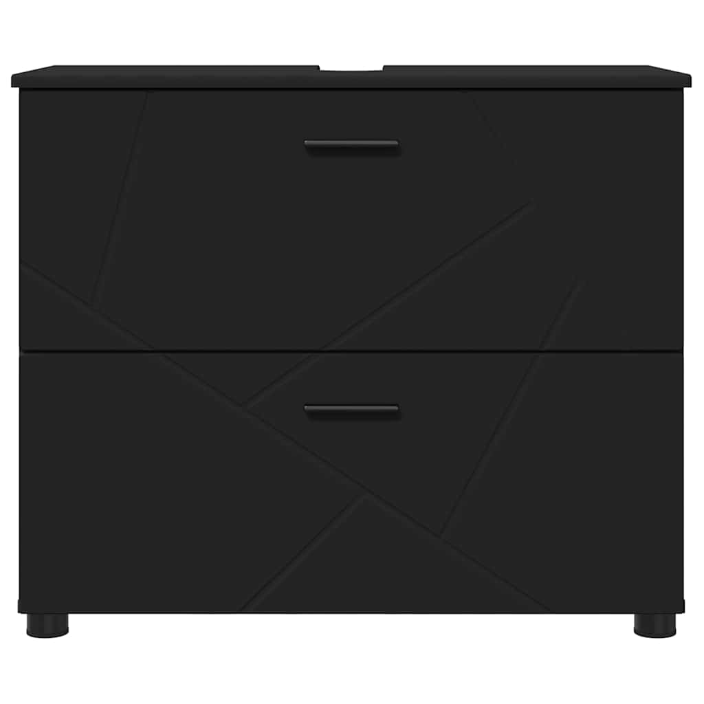 Bathroom Cabinet with Drawer with Door Black 76.5 x 35 x 64 cm