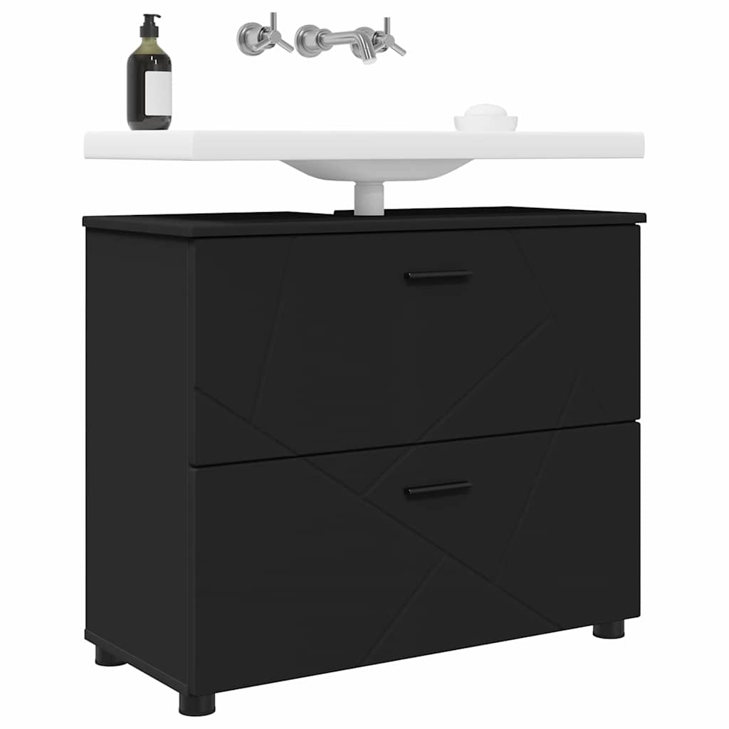 Bathroom Cabinet with Drawer with Door Black 76.5 x 35 x 64 cm