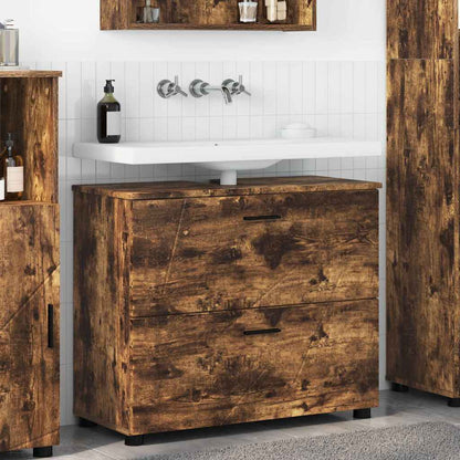 Bathroom Cabinet with Drawer Smoked Oak 76.5 x 35 x 64 cm