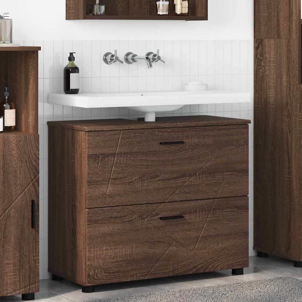 Bathroom Cabinet with Drawer Brown Oak 76.5 x 35 x 64 cm