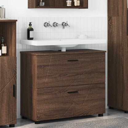 Bathroom Cabinet with Drawer Brown Oak 76.5 x 35 x 64 cm