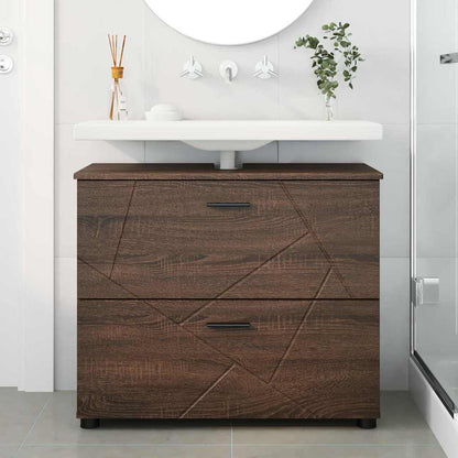 Bathroom Cabinet with Drawer Brown Oak 76.5 x 35 x 64 cm