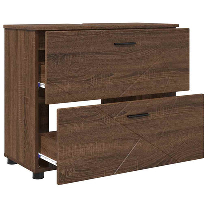 Bathroom Cabinet with Drawer Brown Oak 76.5 x 35 x 64 cm