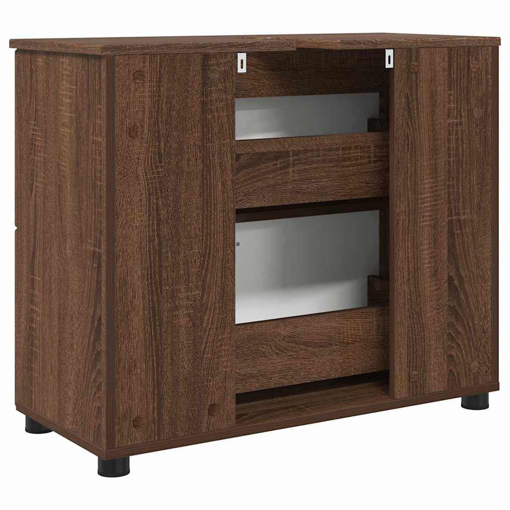 Bathroom Cabinet with Drawer Brown Oak 76.5 x 35 x 64 cm
