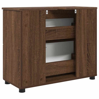 Bathroom Cabinet with Drawer Brown Oak 76.5 x 35 x 64 cm