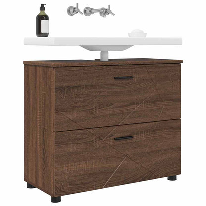Bathroom Cabinet with Drawer Brown Oak 76.5 x 35 x 64 cm