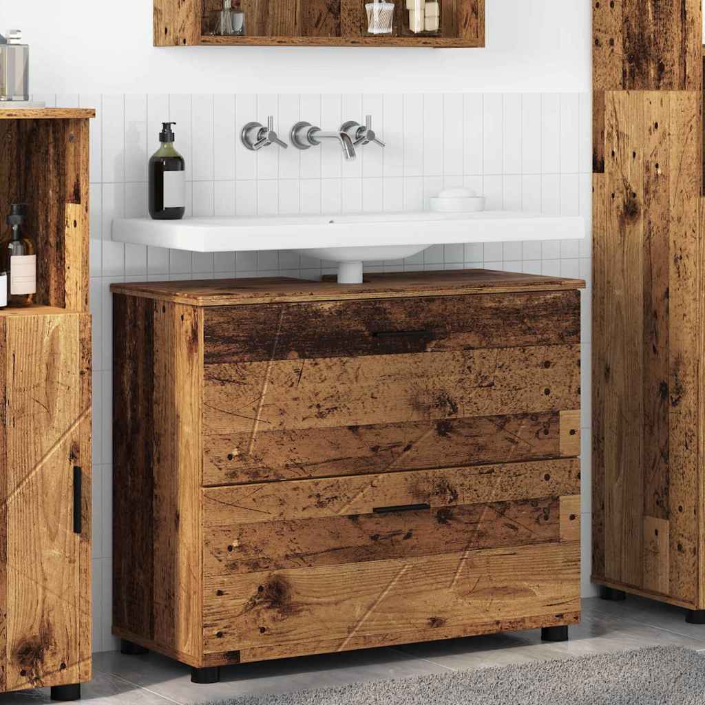 Bathroom Cabinet with Drawer Old Wood 76.5 x 35 x 64 cm