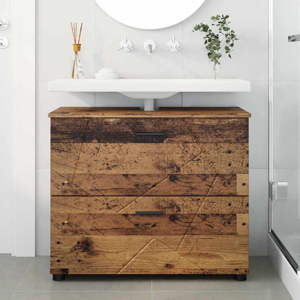Bathroom Cabinet with Drawer Old Wood 76.5 x 35 x 64 cm