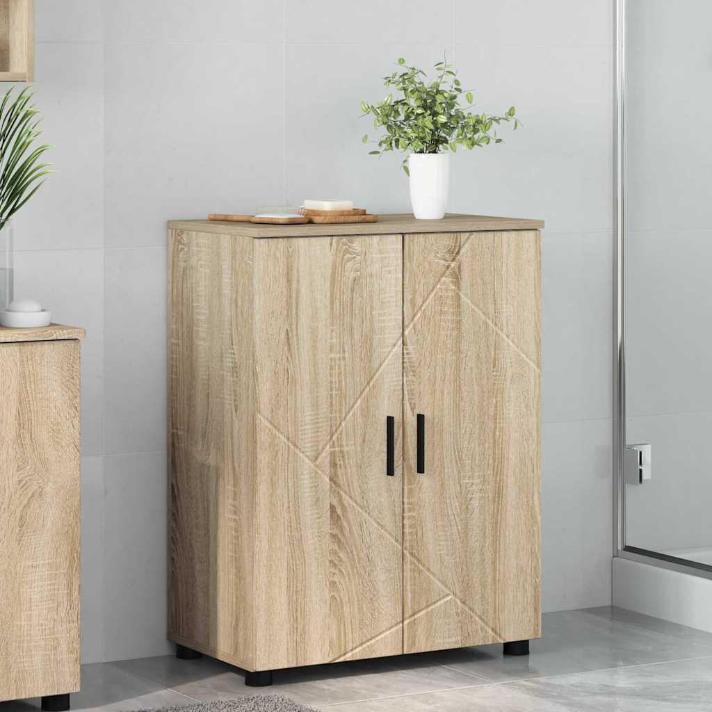 Bathroom Cabinet with Storage Sonoma Oak 60 x 35 x 80 cm