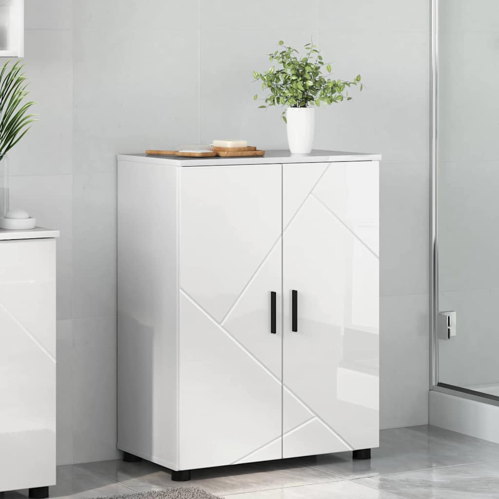 Bathroom Cabinet with Storage High Gloss White 60 x 35 x 80 cm