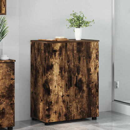 Bathroom Cabinet with Storage Smoked Oak 60 x 35 x 80 cm