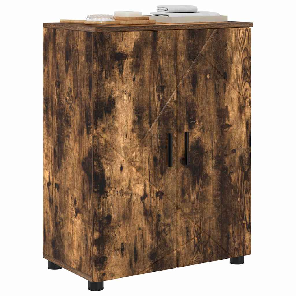 Bathroom Cabinet with Storage Smoked Oak 60 x 35 x 80 cm