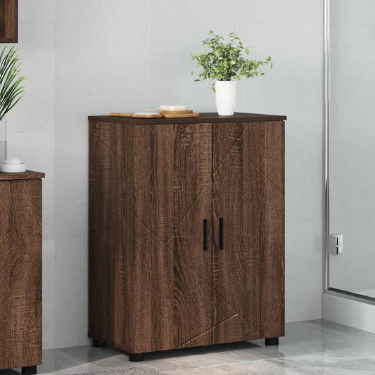 Bathroom Cabinet with Storage Brown Oak 60 x 35 x 80 cm
