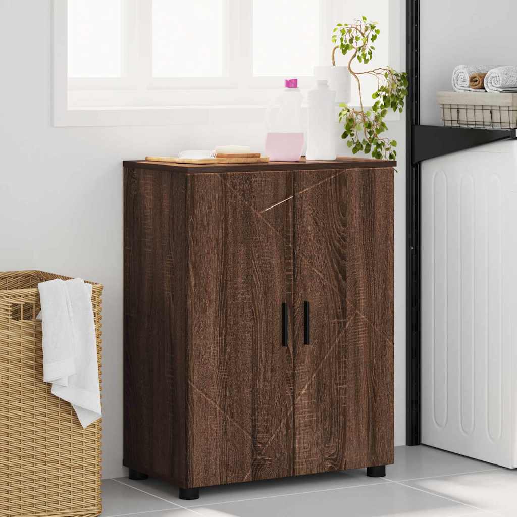 Bathroom Cabinet with Storage Brown Oak 60 x 35 x 80 cm