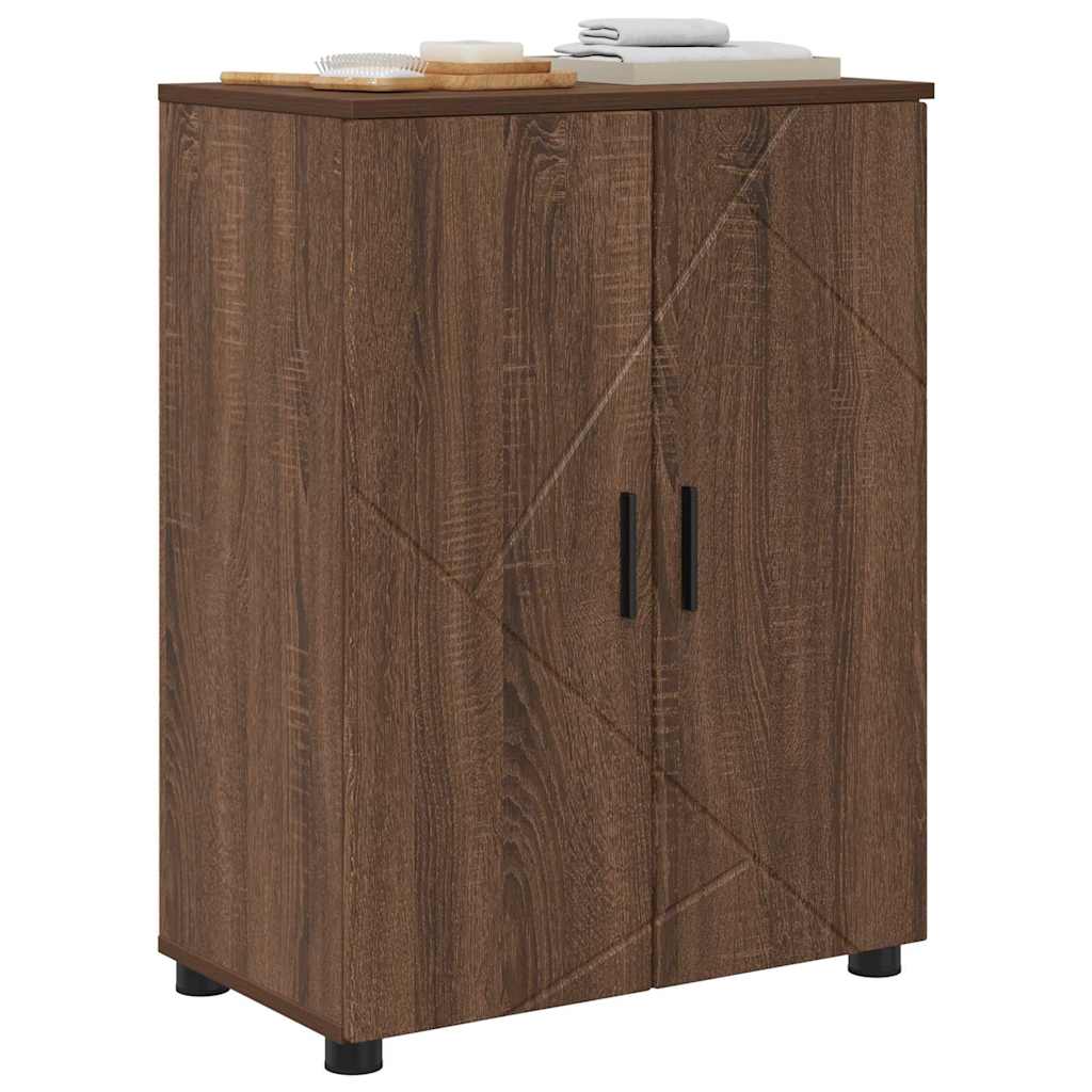 Bathroom Cabinet with Storage Brown Oak 60 x 35 x 80 cm