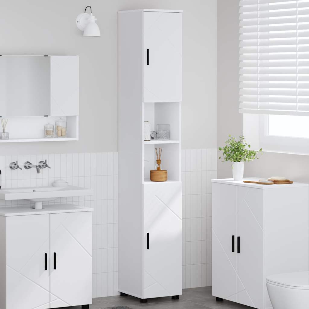 Bathroom Cabinet White 30 x 35 x 192 cm Engineered wood & Metal