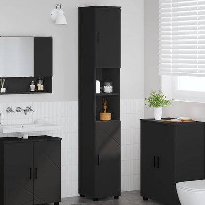 Bathroom Cabinet Black 30 x 35 x 192 cm Engineered wood & Metal