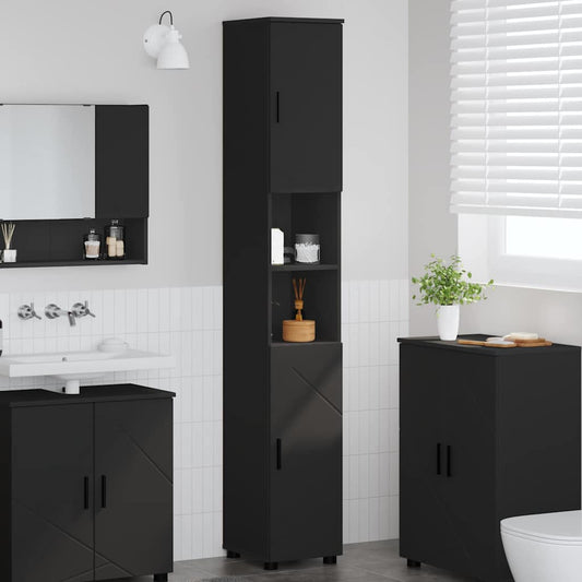 Bathroom Cabinet Black 30 x 35 x 192 cm Engineered wood & Metal