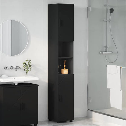 Bathroom Cabinet Black 30 x 35 x 192 cm Engineered wood & Metal