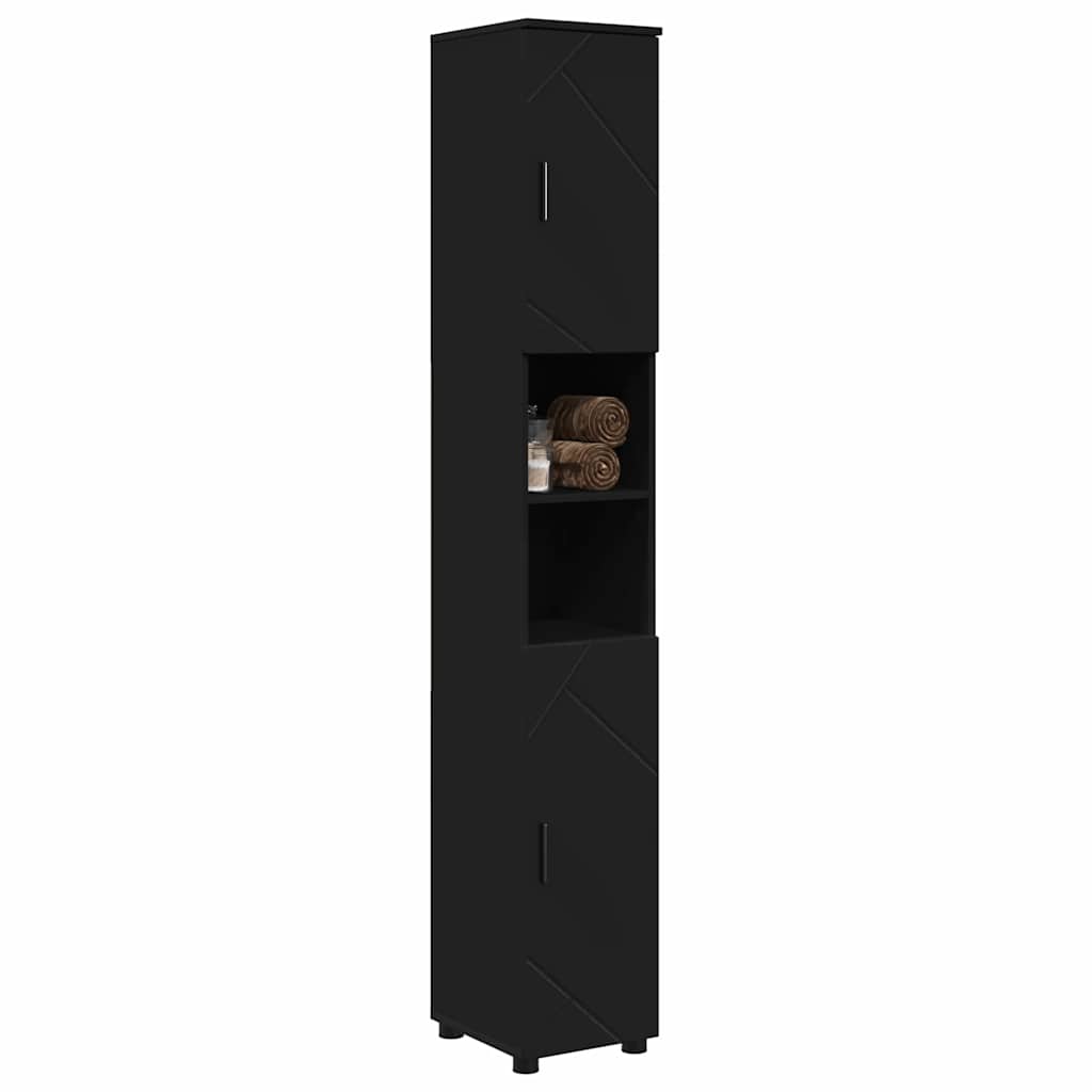 Bathroom Cabinet Black 30 x 35 x 192 cm Engineered wood & Metal