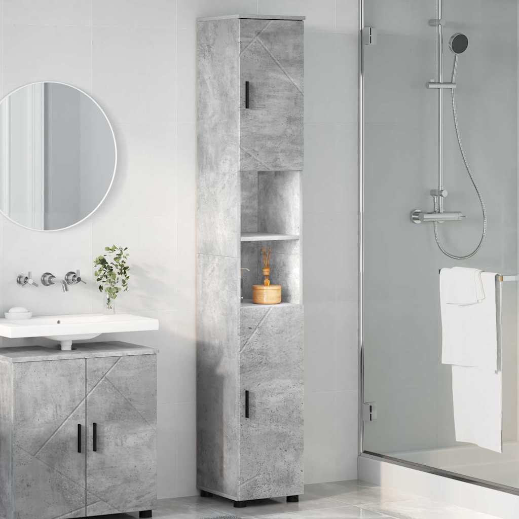 Bathroom Cabinet with Storage Concrete Grey 30 x 35 x 192 cm