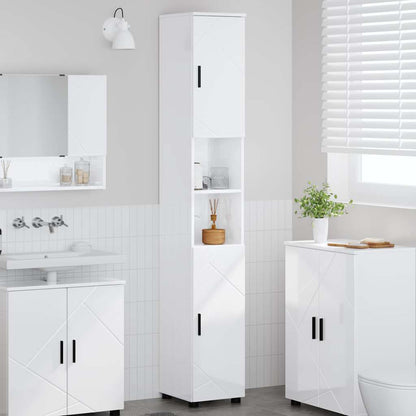 Bathroom Cabinet with Storage High Gloss White 30 x 35 x 192 cm