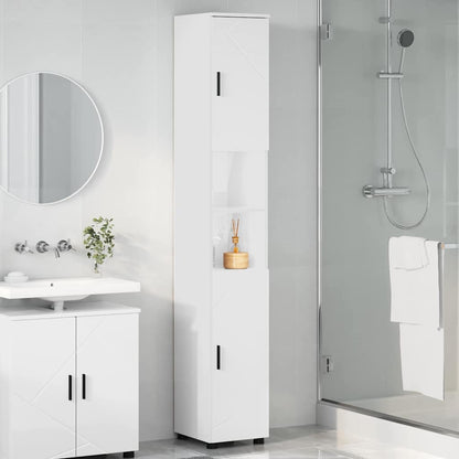 Bathroom Cabinet with Storage High Gloss White 30 x 35 x 192 cm