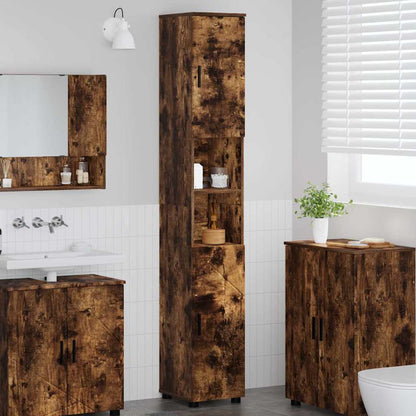 Bathroom Cabinet with Storage Smoked Oak 30 x 35 x 192 cm
