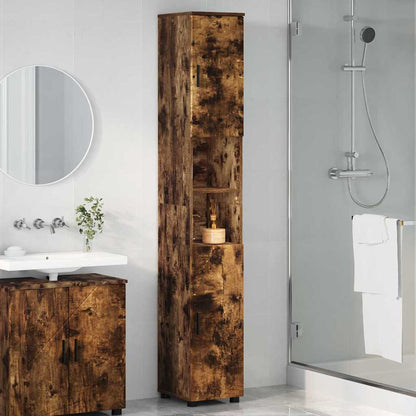 Bathroom Cabinet with Storage Smoked Oak 30 x 35 x 192 cm