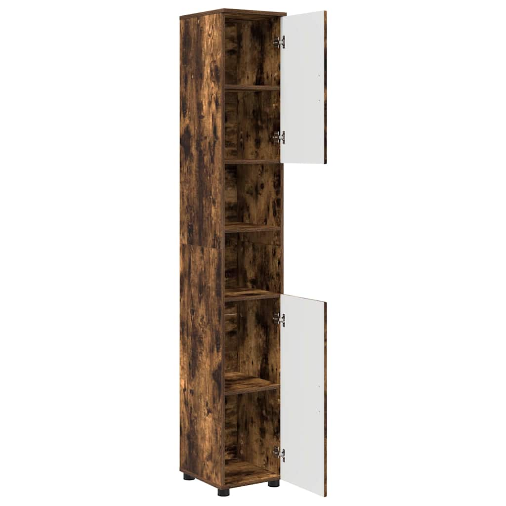 Bathroom Cabinet with Storage Smoked Oak 30 x 35 x 192 cm
