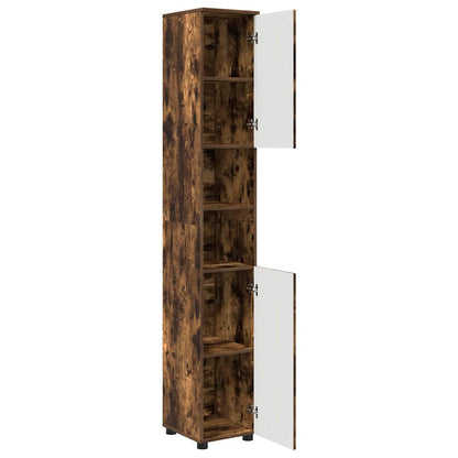 Bathroom Cabinet with Storage Smoked Oak 30 x 35 x 192 cm