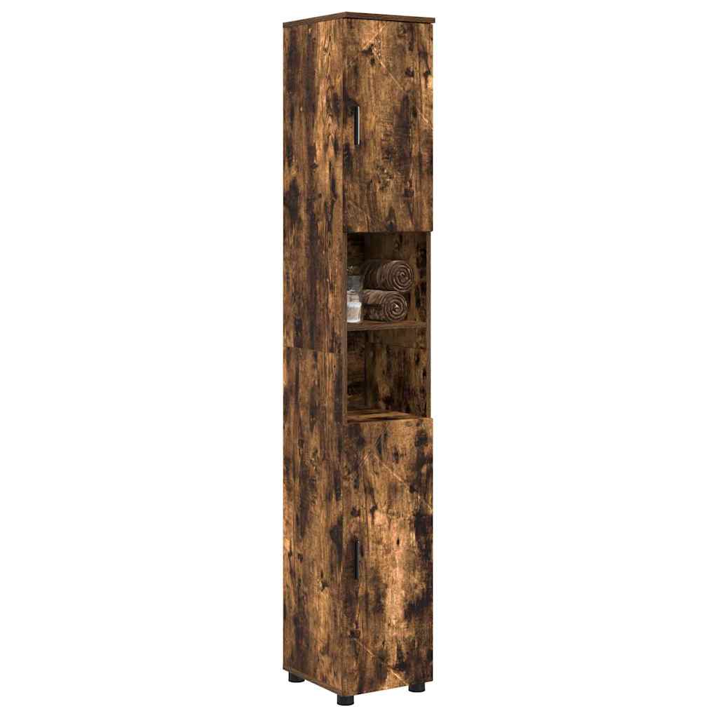 Bathroom Cabinet with Storage Smoked Oak 30 x 35 x 192 cm