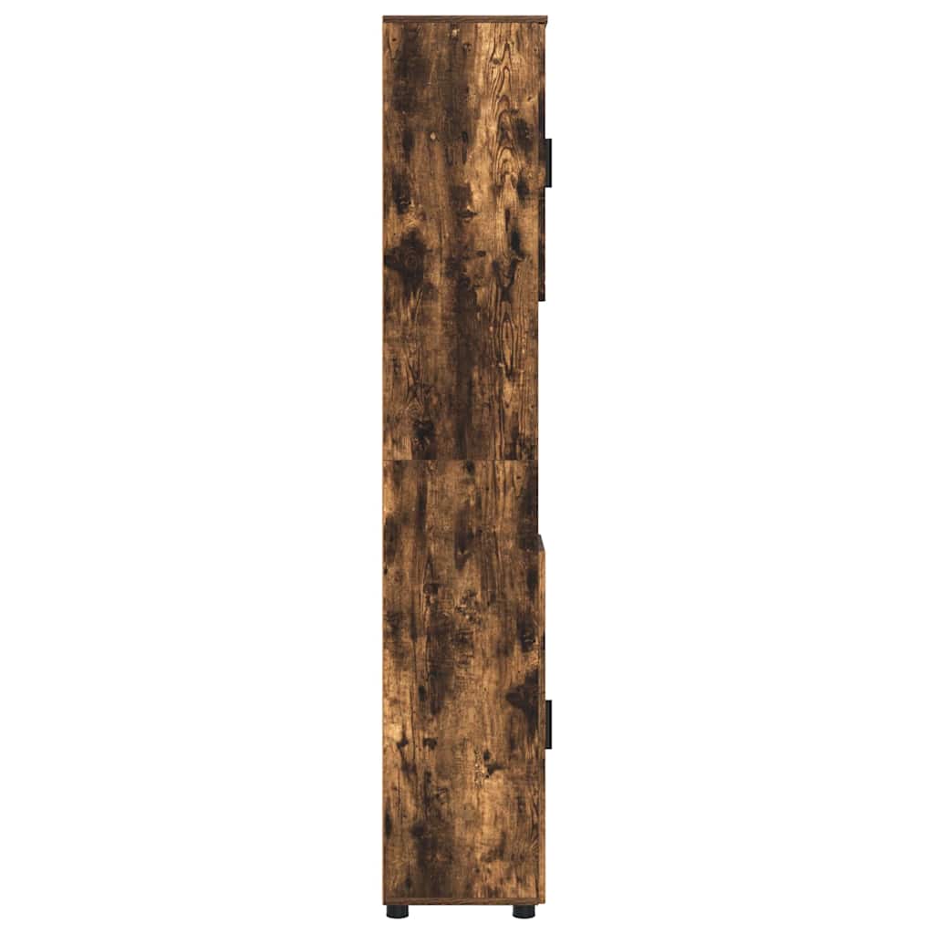 Bathroom Cabinet with Storage Smoked Oak 30 x 35 x 192 cm