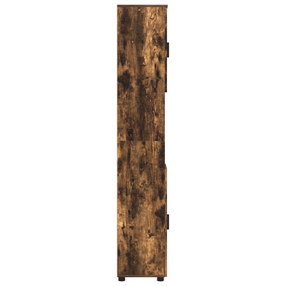 Bathroom Cabinet with Storage Smoked Oak 30 x 35 x 192 cm