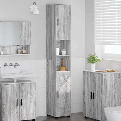 Bathroom Cabinet with Storage Grey Sonoma 30 x 35 x 192 cm