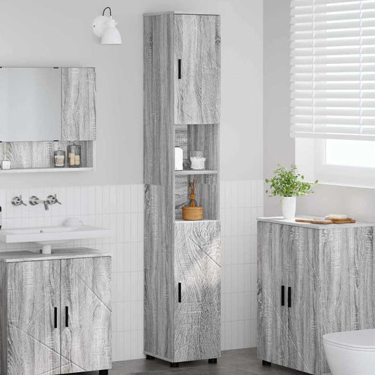 Bathroom Cabinet with Storage Grey Sonoma 30 x 35 x 192 cm