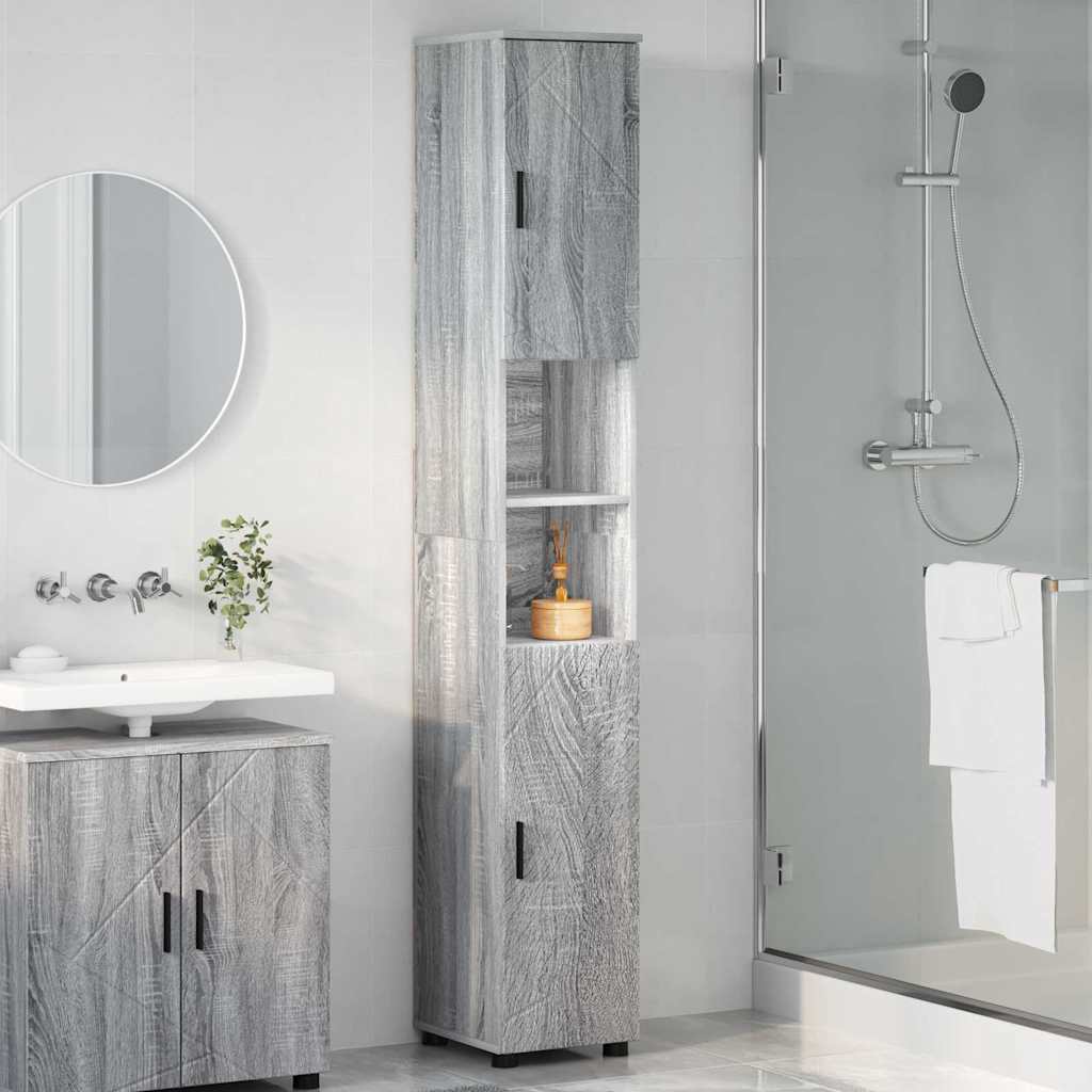 Bathroom Cabinet with Storage Grey Sonoma 30 x 35 x 192 cm