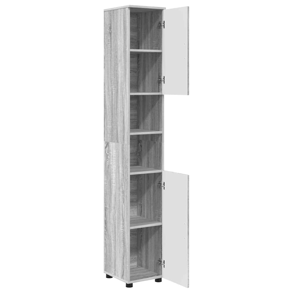 Bathroom Cabinet with Storage Grey Sonoma 30 x 35 x 192 cm