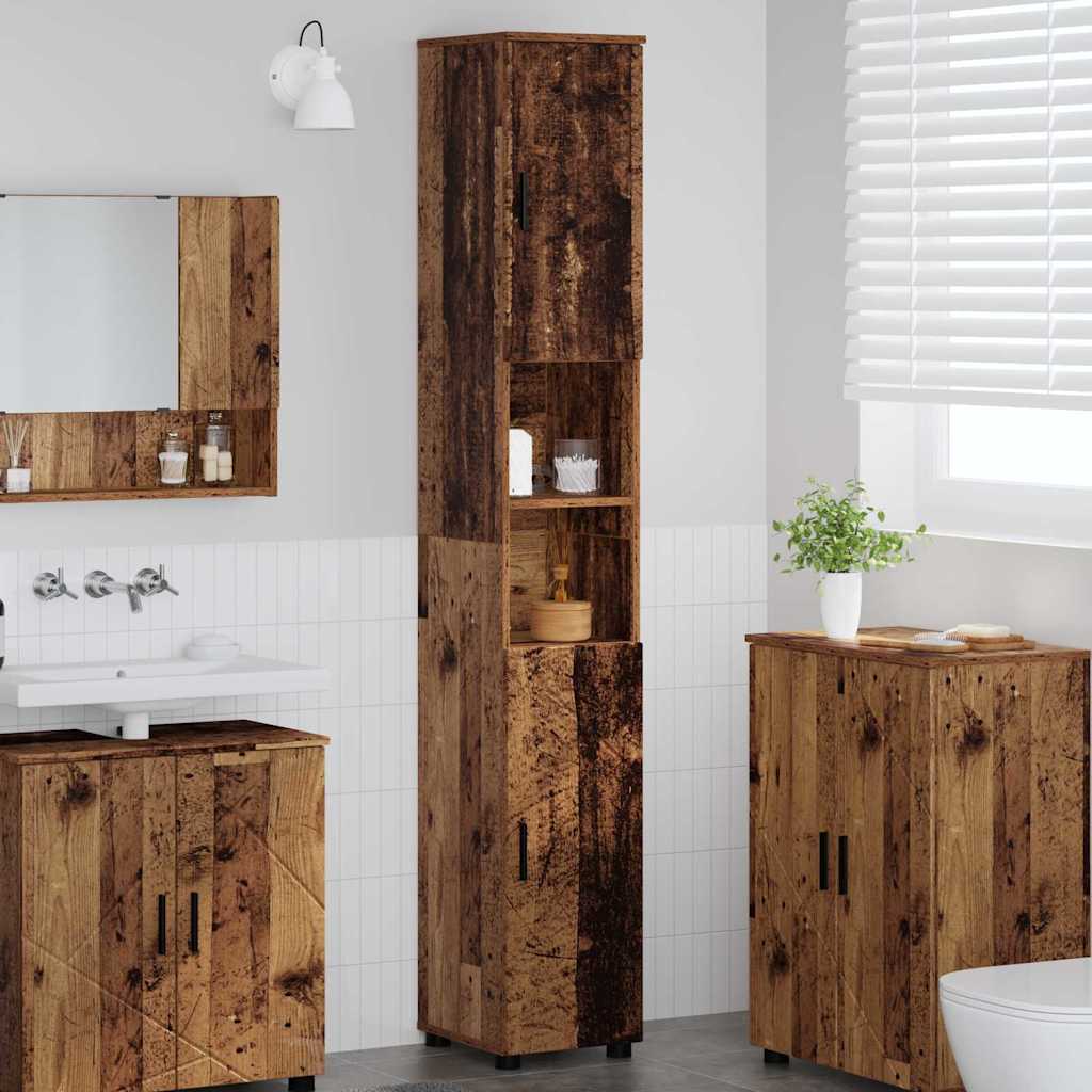 Bathroom Cabinet with Storage Old Wood 30 x 35 x 192 cm