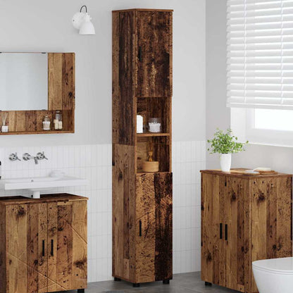 Bathroom Cabinet with Storage Old Wood 30 x 35 x 192 cm