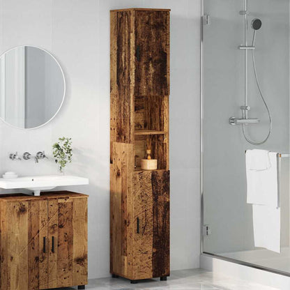Bathroom Cabinet with Storage Old Wood 30 x 35 x 192 cm