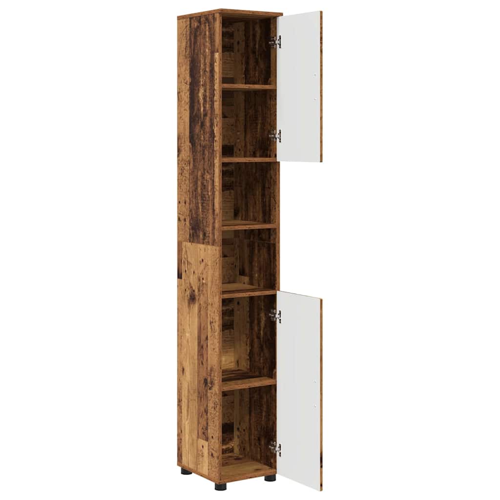 Bathroom Cabinet with Storage Old Wood 30 x 35 x 192 cm