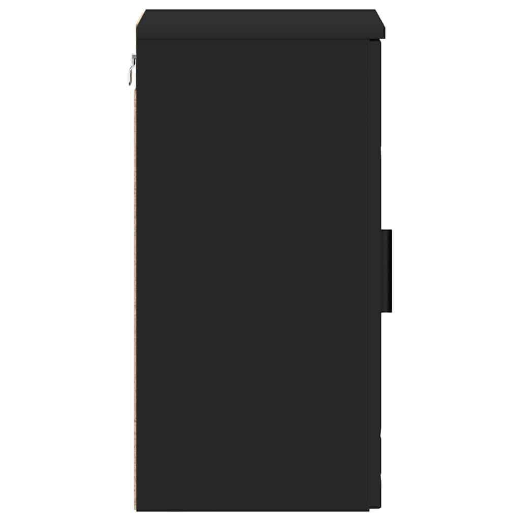 Bathroom Cabinet Wall-mounted with Door Black 30 x 31.5 x 61 cm